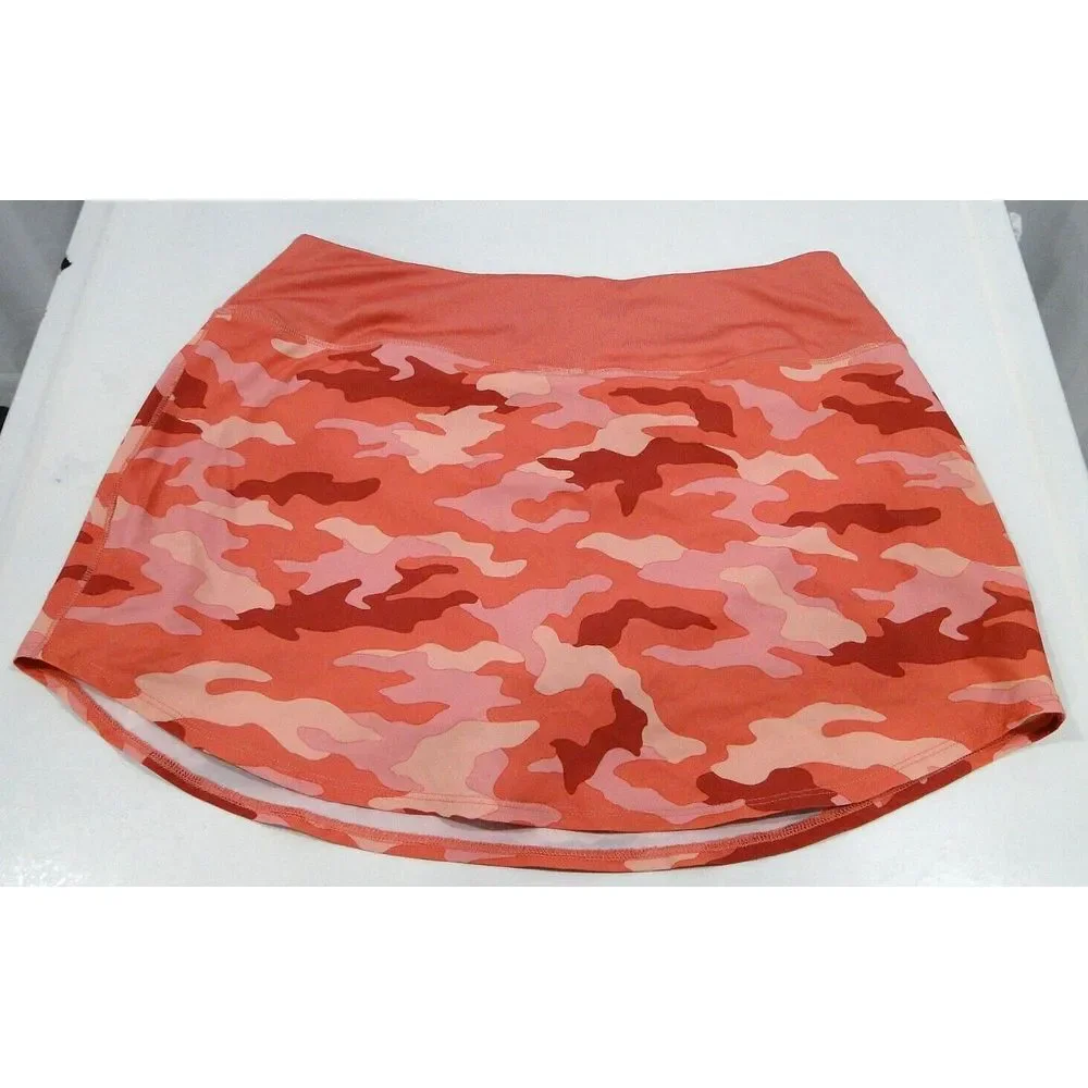Victorias Secret Pink Sport Skort Camo Peach Skirt Elastic Waist‎ Size M